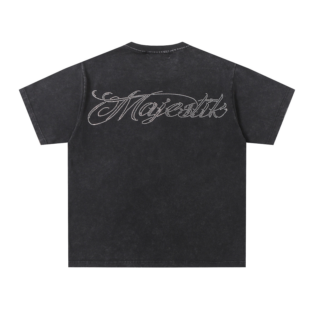 MAJESTIK Men's Vintage Graphic Oversized T-Shirt – Dark Streetwear Double-Sided Print Casual Tee