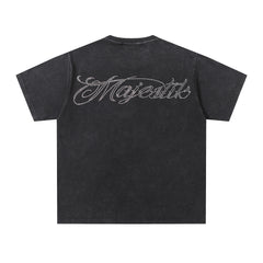MAJESTIK Men's Vintage Graphic Oversized T-Shirt – Dark Streetwear Double-Sided Print Casual Tee