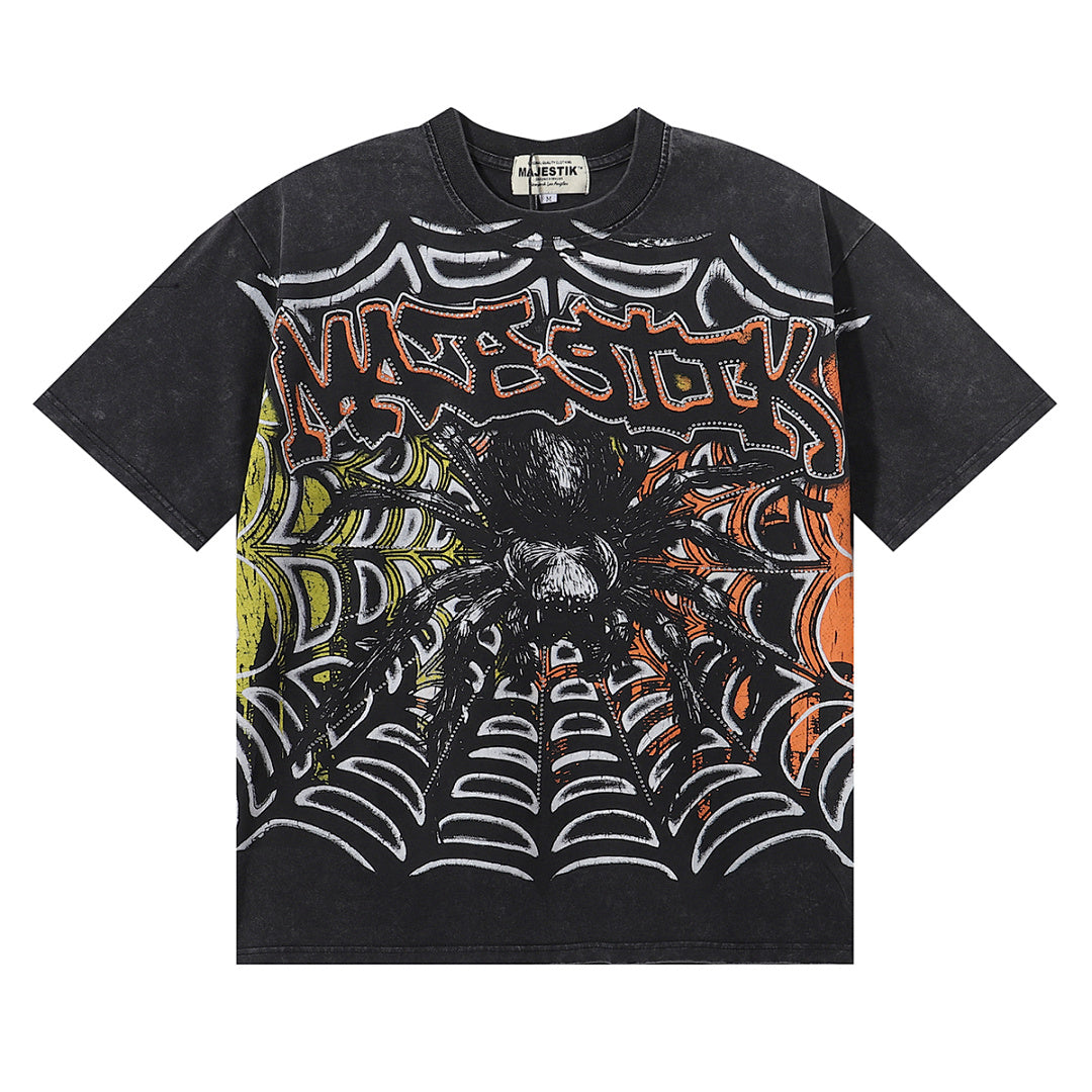 MAJESTIK Men's Vintage Graphic Oversized T-Shirt – Abstract Streetwear Retro Casual Tee