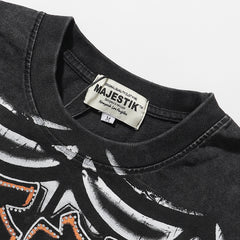MAJESTIK Men's Vintage Graphic Oversized T-Shirt – Abstract Streetwear Retro Casual Tee