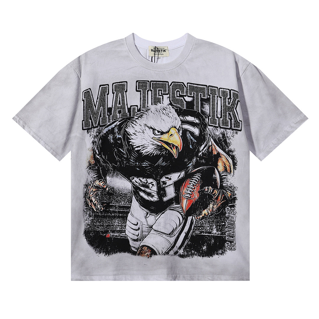 MAJESTIK Men's Vintage Graphic Oversized T-Shirt – Gothic Streetwear Retro Casual Tee