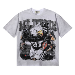 MAJESTIK Men's Vintage Graphic Oversized T-Shirt – Gothic Streetwear Retro Casual Tee