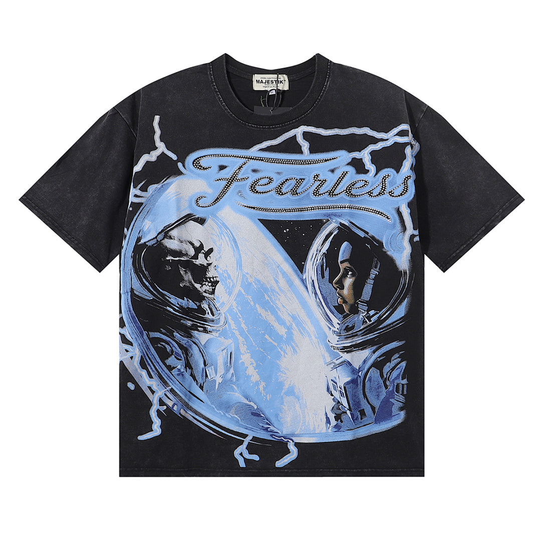MAJESTIK Men's Vintage Graphic Oversized T-Shirt – Dark Streetwear Retro Casual Tee