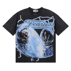 MAJESTIK Men's Vintage Graphic Oversized T-Shirt – Dark Streetwear Retro Casual Tee