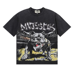 MAJESTIK Men's Vintage Graphic Oversized T-Shirt – Dark Streetwear Retro Casual Tee