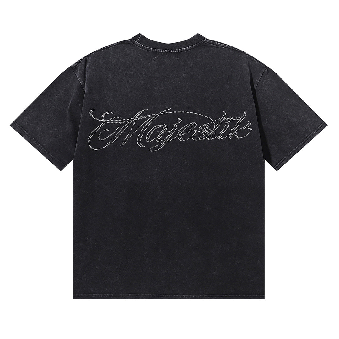 MAJESTIK Men's Vintage Graphic Oversized T-Shirt – Dark Streetwear Double-Sided Print Casual Tee