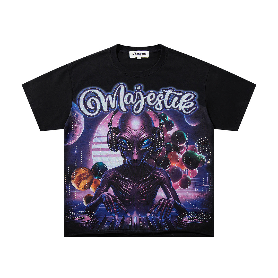 MAJESTIK Men's Fantasy Graphic Oversized T-Shirt – Dark Streetwear Double-Sided Print Casual Tee