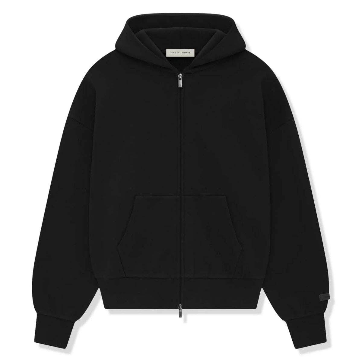 Fear Of God Essentials Classic Fleece Jet Black Zip-Up Hoodie (SS25)