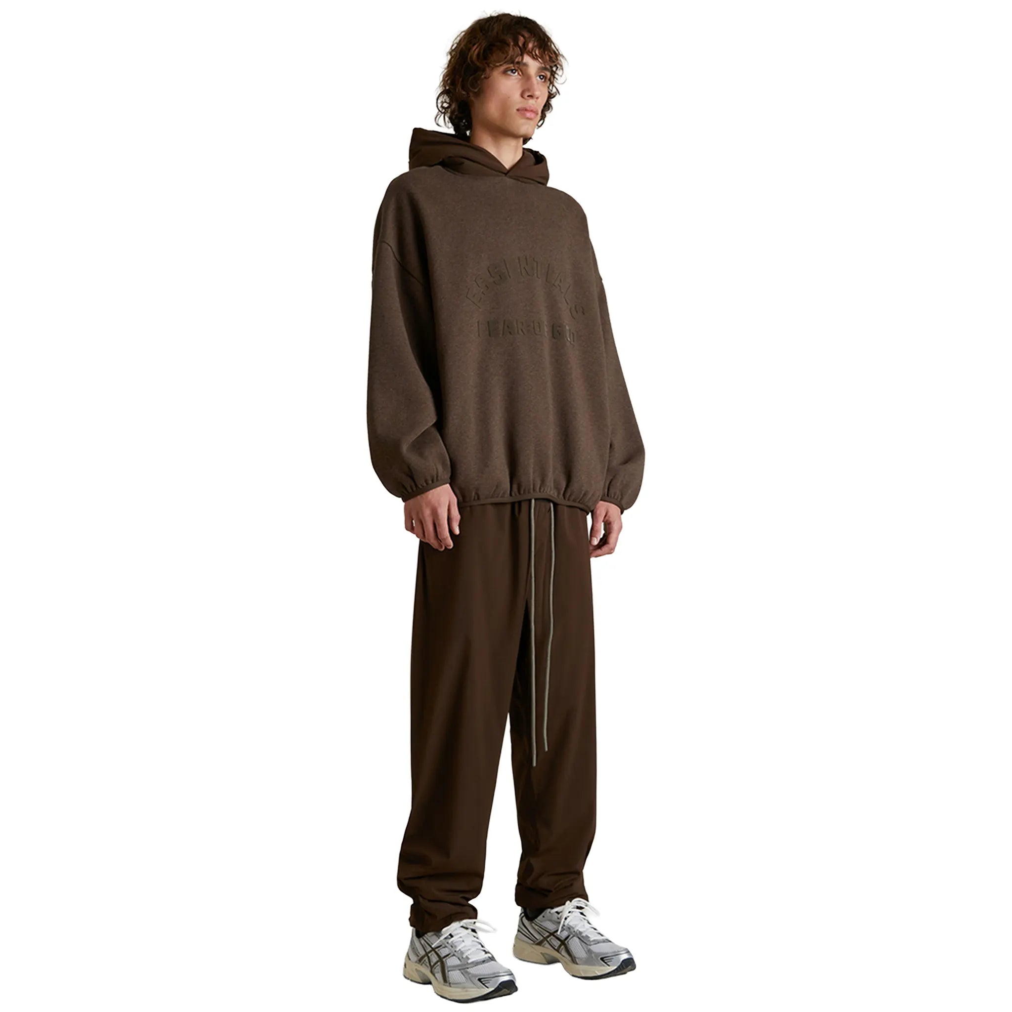 Fear Of God Essentials Core Collection Nylon Fleece Heather Wood Hoodie