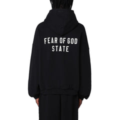 Fear Of God Essentials Heavy Fleece Black Zip-Up Hoodie (FW24)